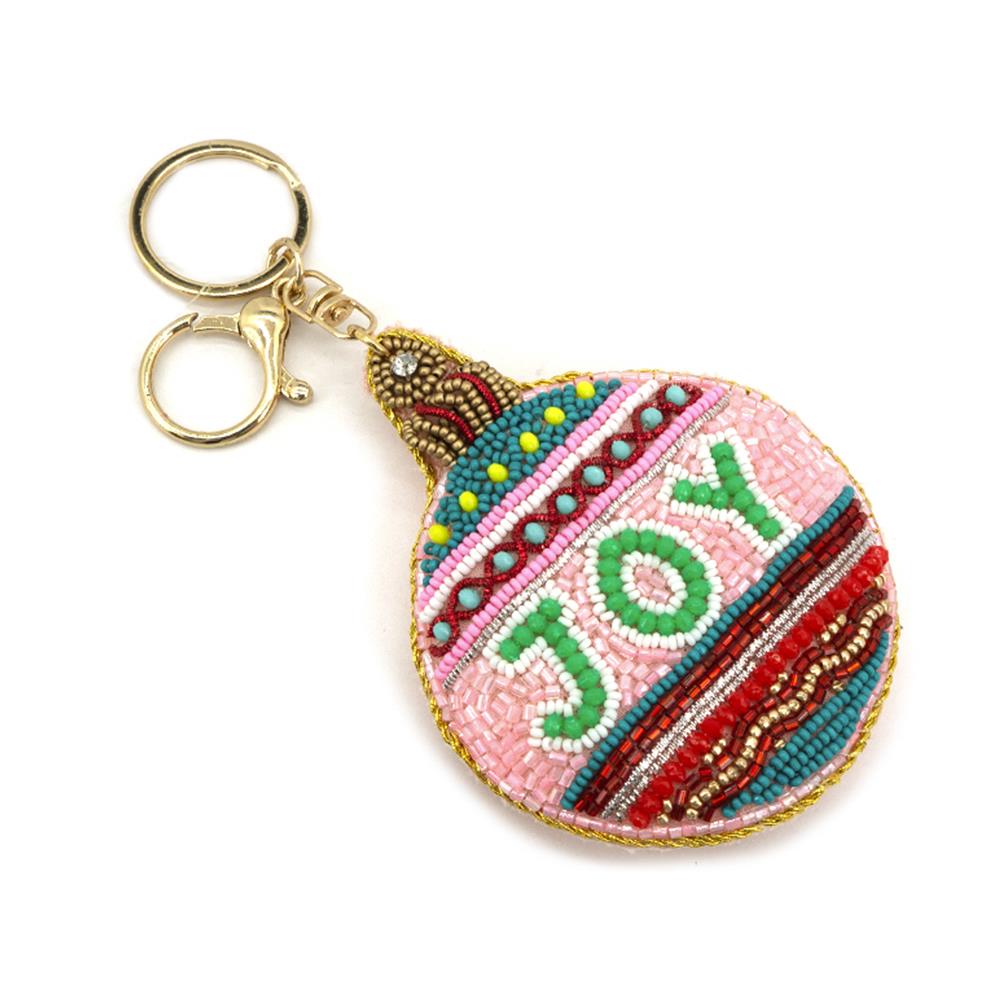 Seed Bead Christmas Joy Keychain