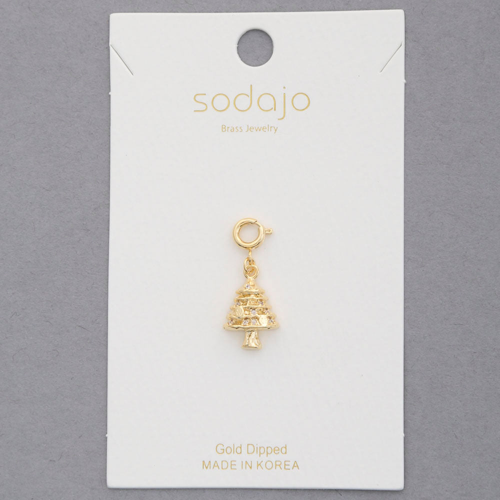 Sodajo Christmas Tree Gold Dipped Necklace Charm