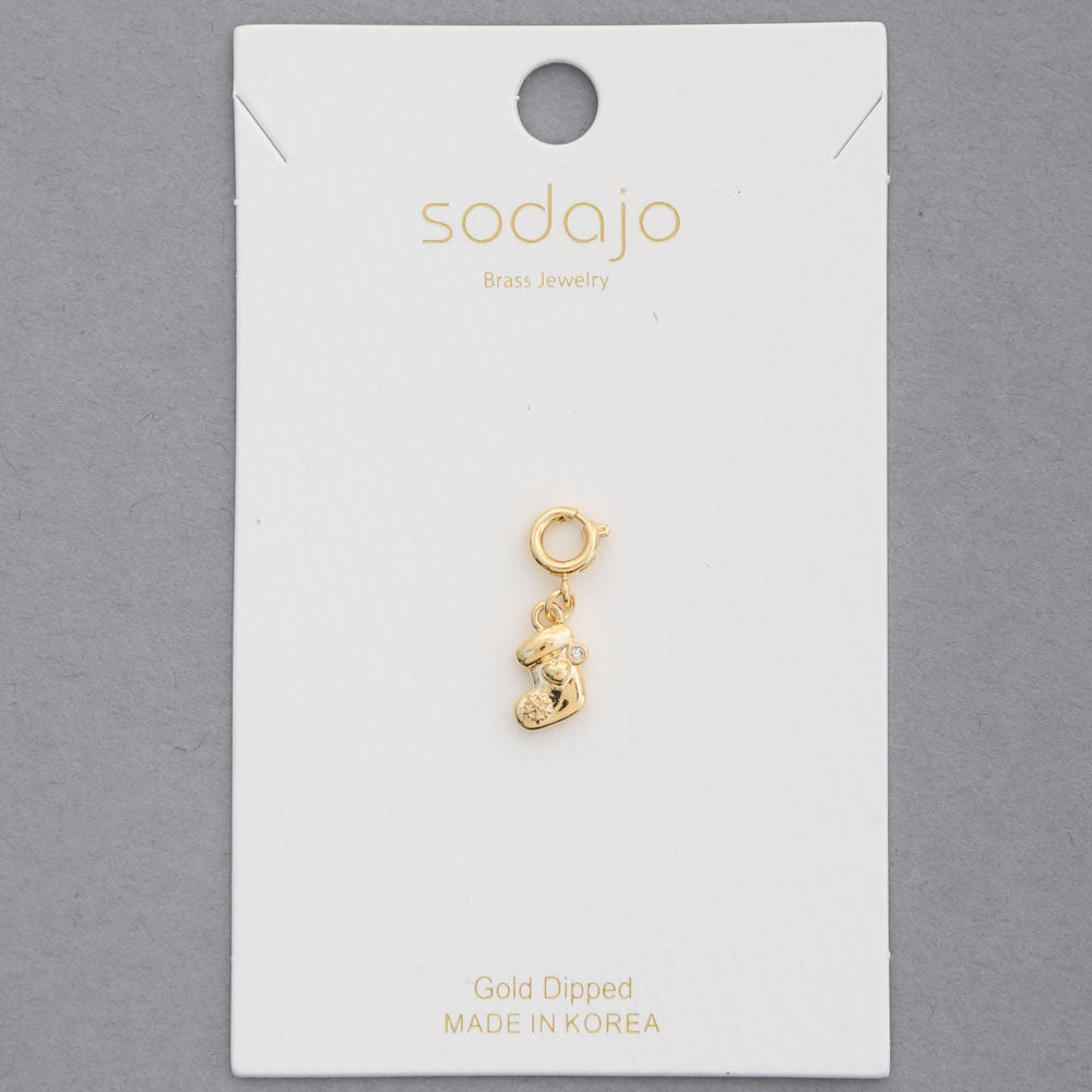 Sodajo Santa Claus Boot Gold Dipped Necklace Charm