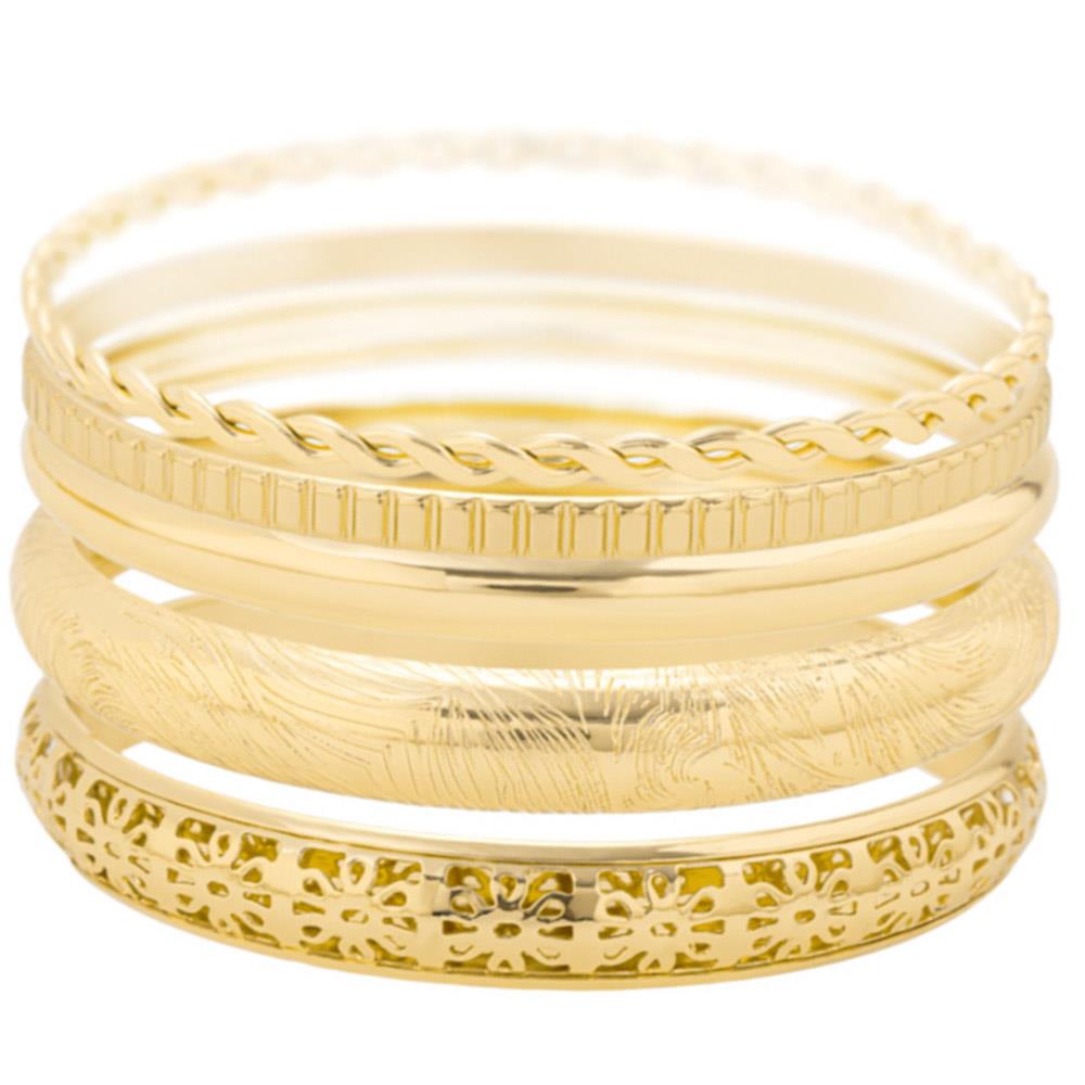 Metal 5Pcs Bangle Bracelet Set