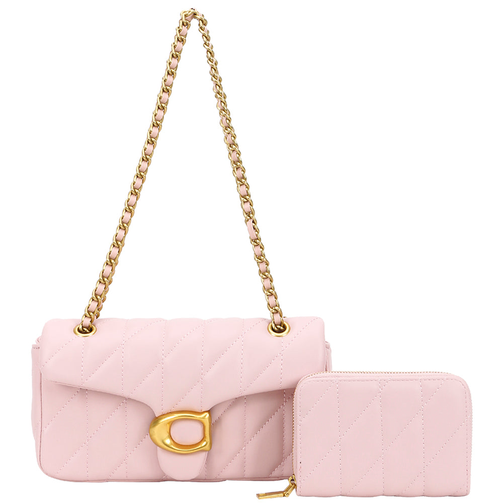 2In1 Quilted Design Crossbody Bag W Wallet Set