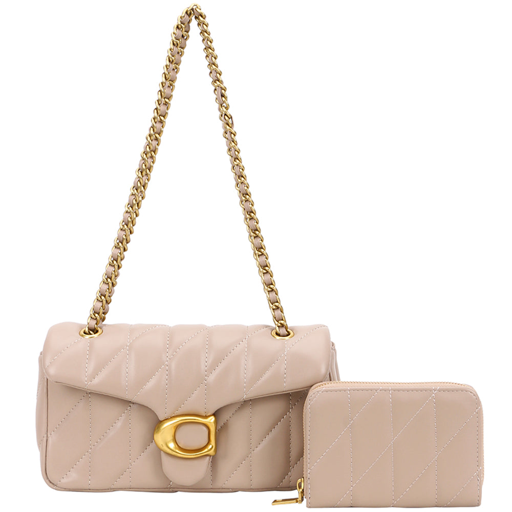 2In1 Quilted Design Crossbody Bag W Wallet Set