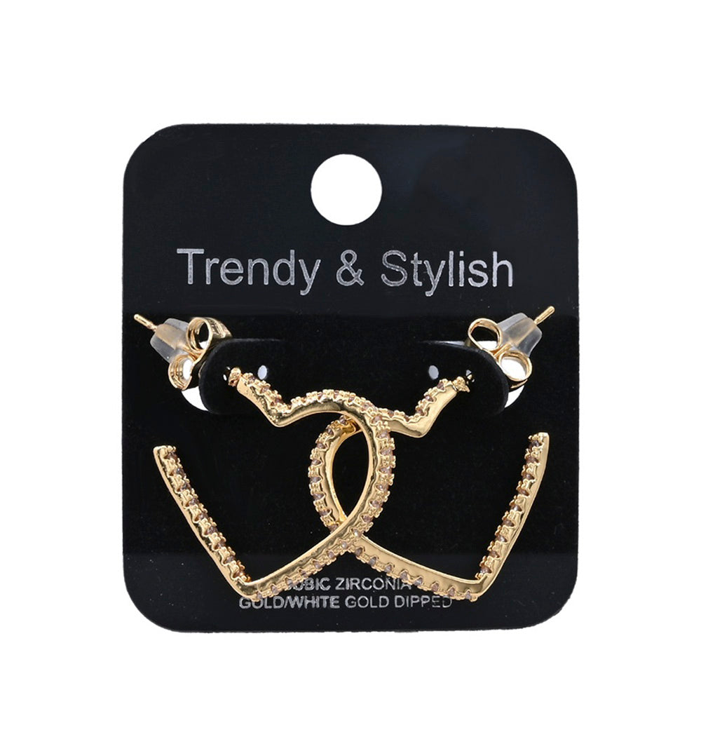 Cz Heart Hoop Gold Dipped Earring