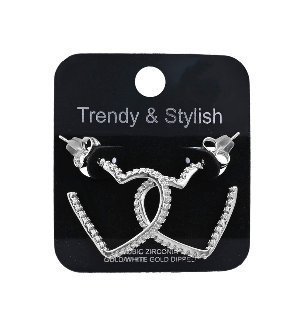 Cz Heart Hoop Gold Dipped Earring