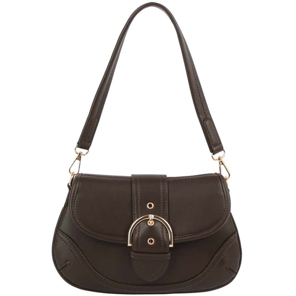 Chic Buckle Smooth Design Shoulder Bag