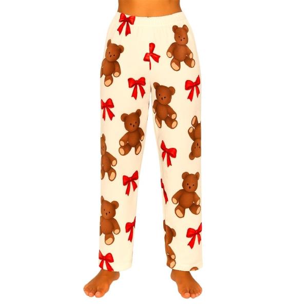 Christmas Bear Ribbon Microfiber Pajama Pants