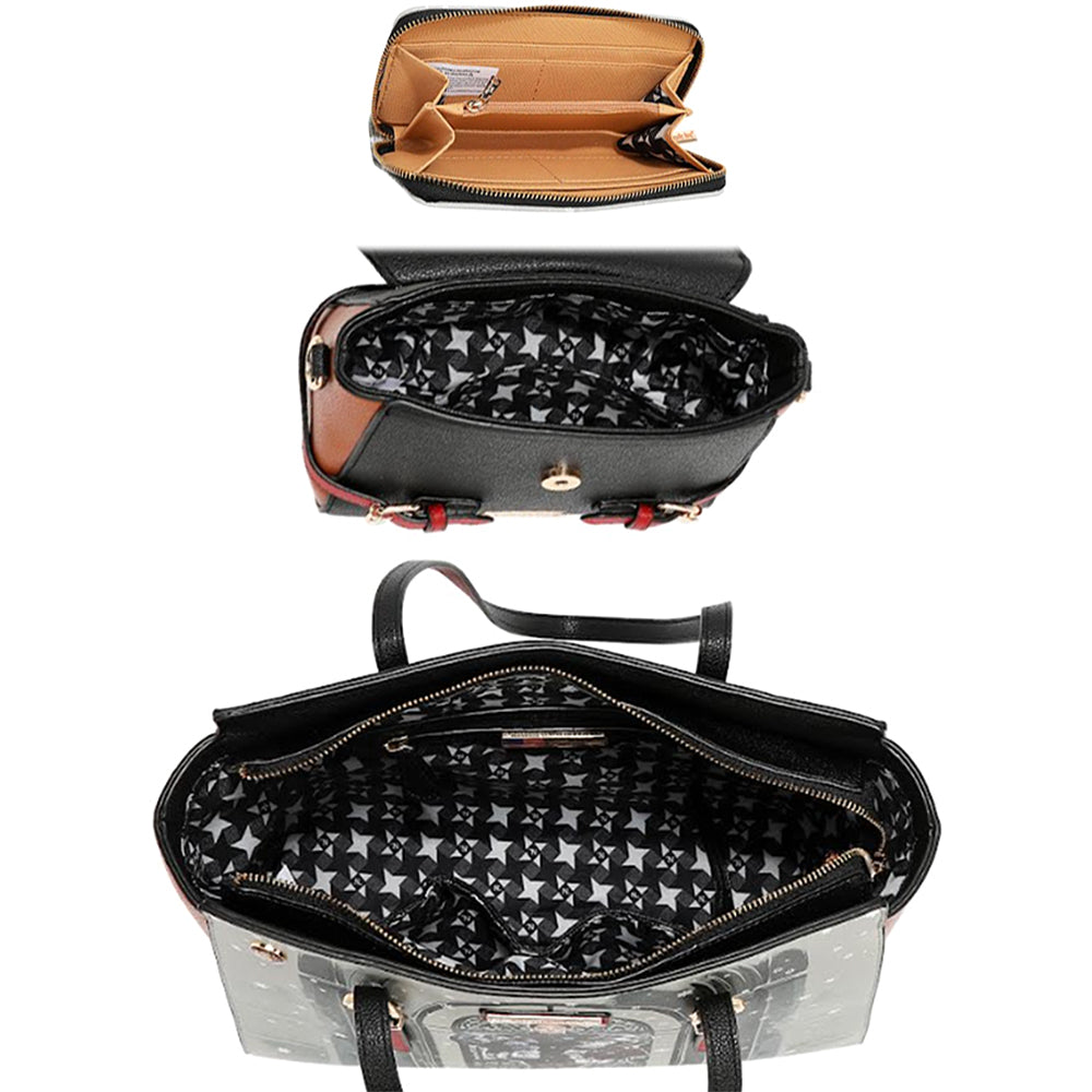 3In1 Nicole Lee Moda Snowflake Tote W Mini Bag And Wallet Set