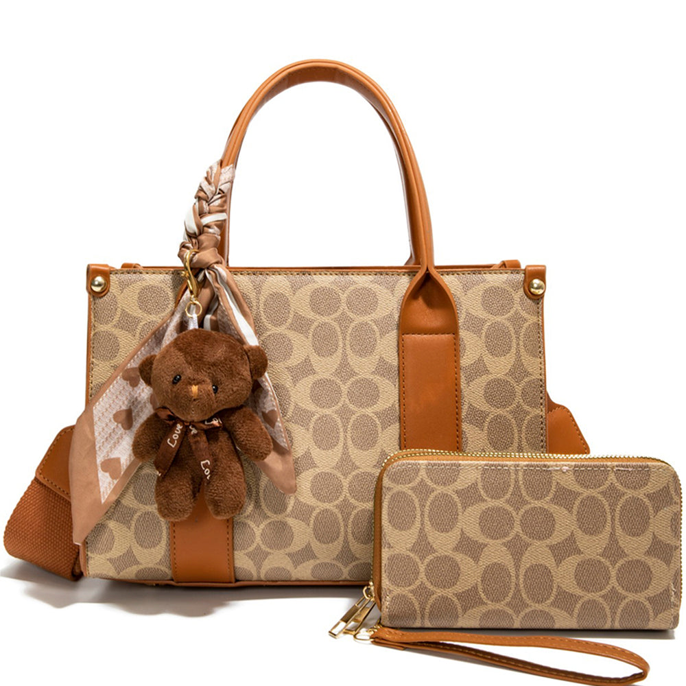 2In1 Oval Print Satchel W Wallet