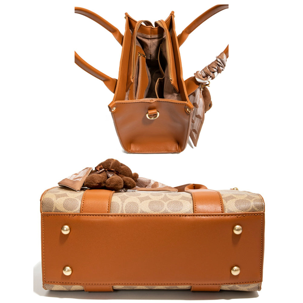 2In1 Oval Print Satchel W Wallet