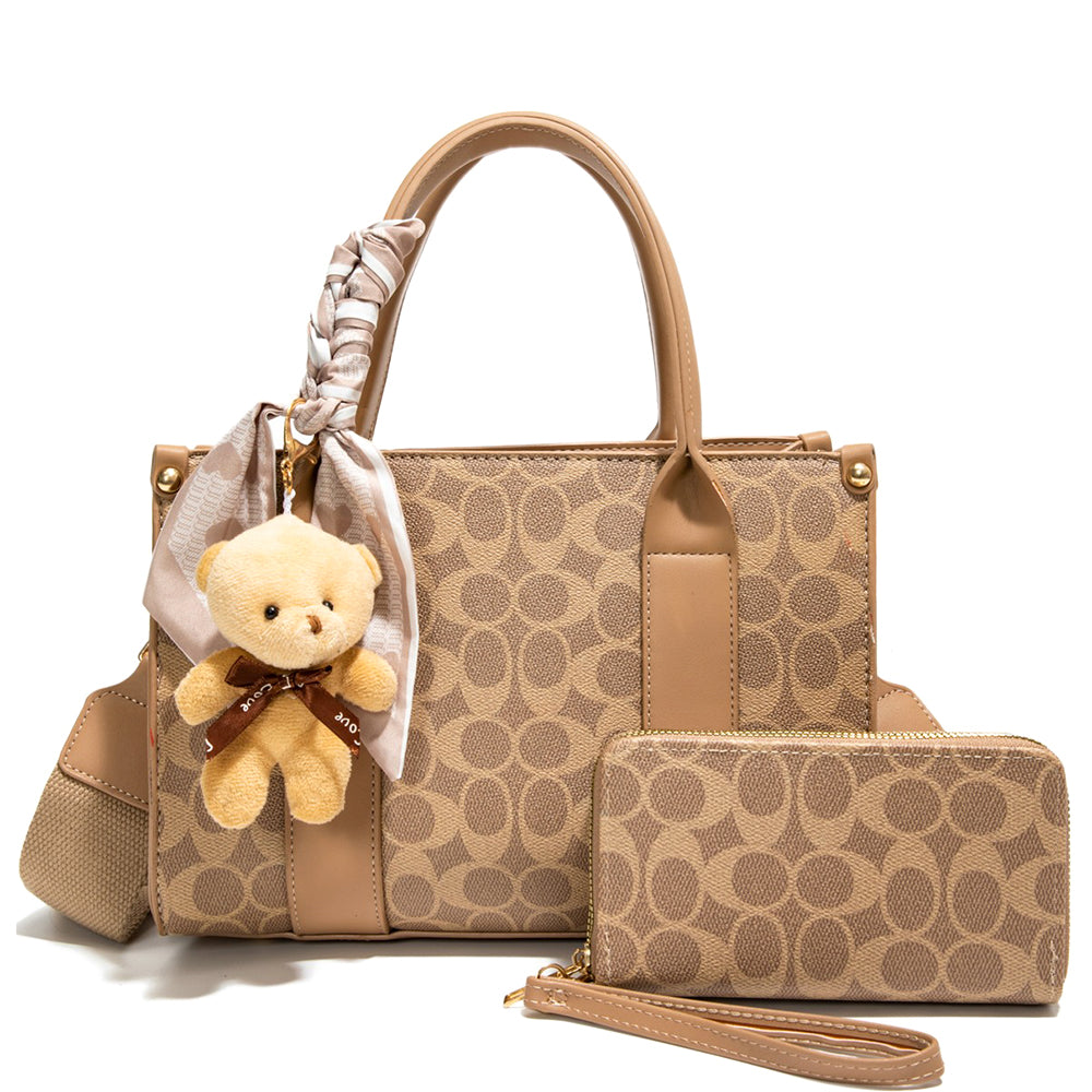 2In1 Oval Print Satchel W Wallet