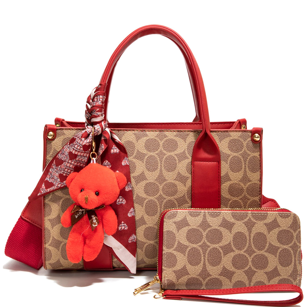 2In1 Oval Print Satchel W Wallet